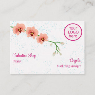 Peach Orchid Blume Blue Splash Hintergrund Visitenkarte