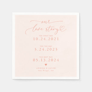 Peach Our Liebe Story Elegante Script Wedding Serviette