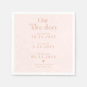 Peach Our Liebe Story Retro Wedkin Napkin Serviette