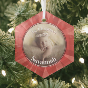 Peach Our Little Gerber Baby Foto Ornament Aus Glas