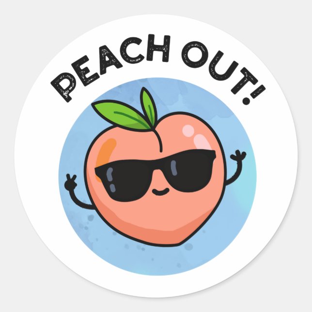 Peach Out Funny Fruit Pub Runder Aufkleber (Vorderseite)