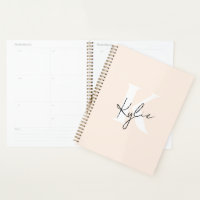 Peach Pale Moderne Nom Personnalisé Monogramme -