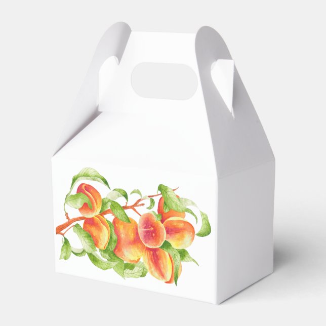'Peach Paradise' auf einem Gable Favor Box Geschenkschachtel (Vorderseite)