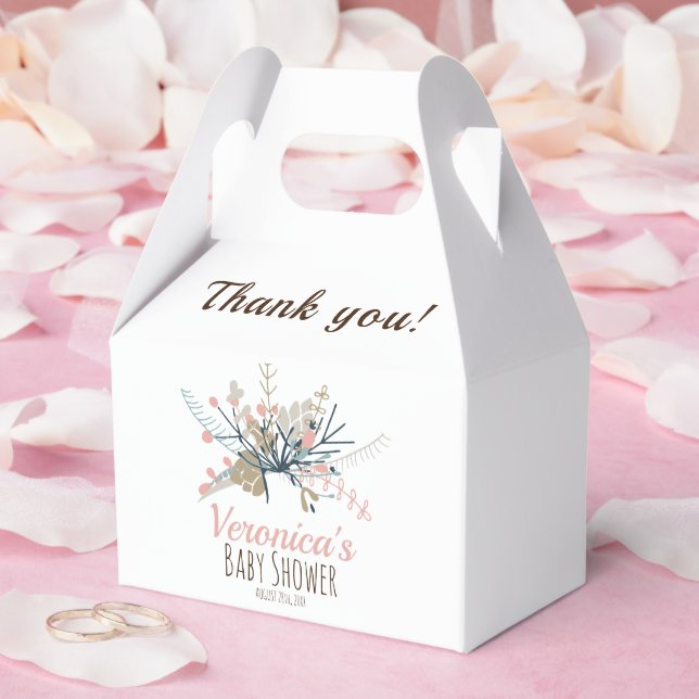 Peach Pastel Botanical Baby Dusche Vielen Dank Geschenkschachtel (Hochzeit)