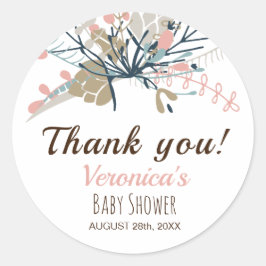 Peach Pastel Botanical Baby Dusche Vielen Dank Runder Aufkleber