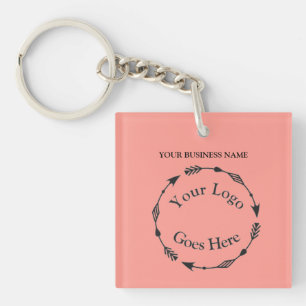 Peach Pastel Coloured Logo et code QR Acrylique