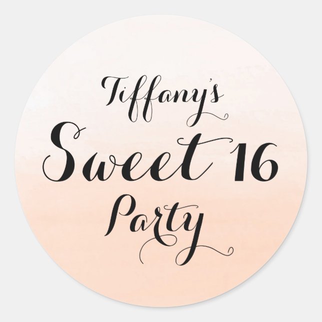 Peach Pastel Ombre Sweet 16 Aufkleber (Vorderseite)