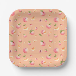 Peach Pattern Birthday Pappteller