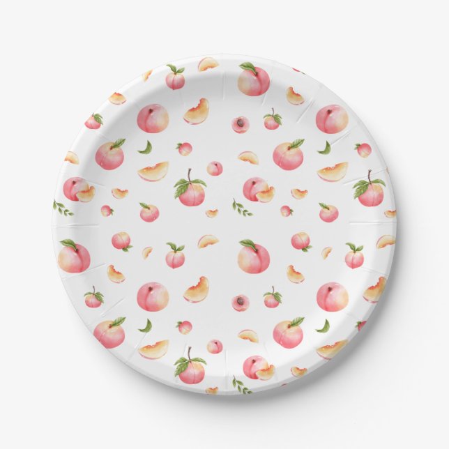 Peach Pattern Birthday Pappteller (Vorderseite)