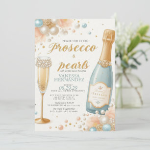 Peach Pearls and Prosecco Brautparty Einladung