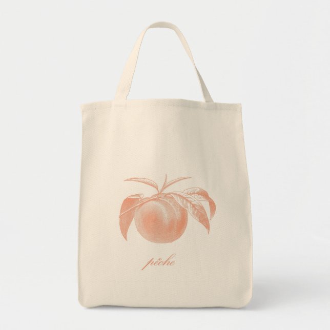 Peach (Pêche) Bio Lebensmittelgeschäft Tote Beutel Tragetasche (Vorne)