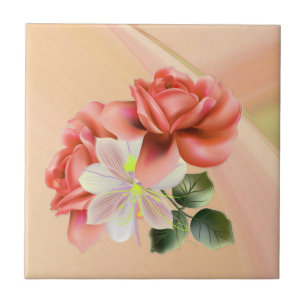 Peach Peonies Fliese