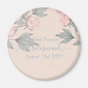 Peach Peonies Sage Floral Budget Hochzeit Magnet