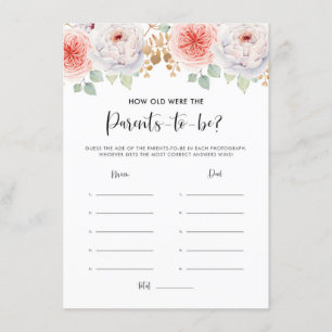 Peach Peonies und Gold Blätter Eltern Altersbeurte Begleitkarte