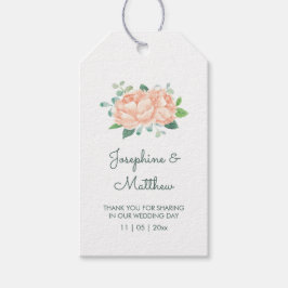 Peach Peonies Wasserfarbene Gastgeschenk Hochzeit Geschenkanhänger