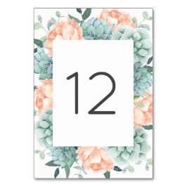 Peach Peony Blume Succules Tischnummer