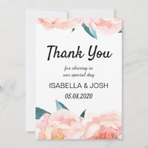 Peach Peony Floral Merci Cartes