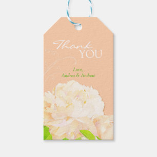 Peach Peony Floral Wedding Vielen Dank Geschenkanhänger