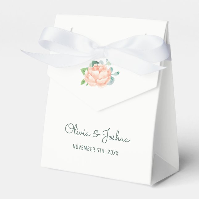 Peach Peony Gastgeschenk Hochzeit Boxes Geschenkschachtel (Vorderseite)
