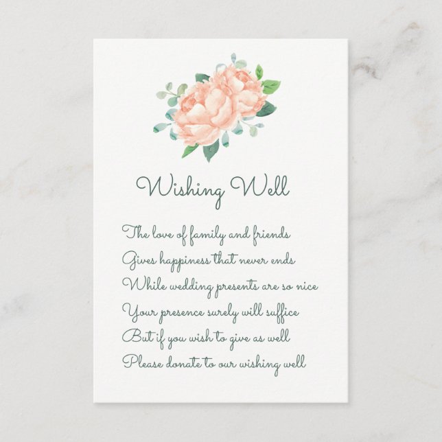 Peach Peony Mariage Envie de cartes de puits (Devant)