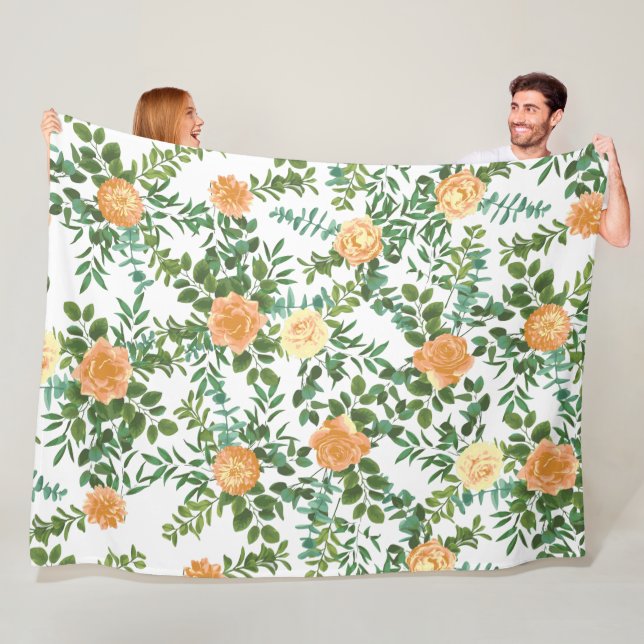Peach Peony & Rose Floral Wedding Fleecedecke (Beispiel)