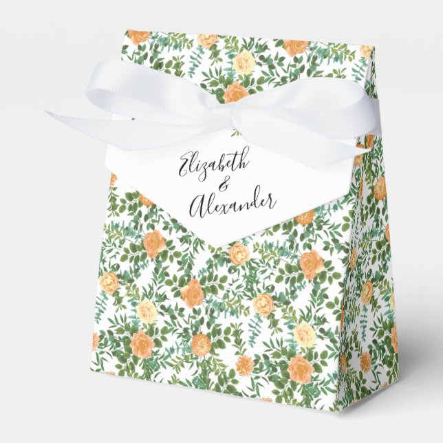 Peach Peony & Rose Floral Wedding Geschenkschachtel (Vorderseite)