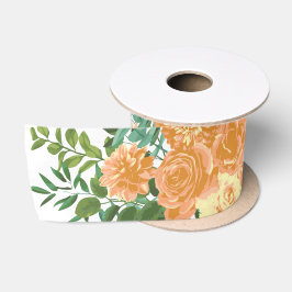 Peach Peony & Rose Floral Wedding Satinband