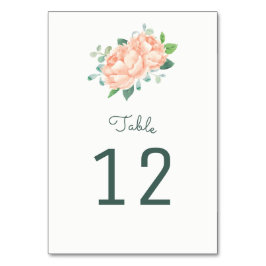 Peach Peony Tischnummer Cards
