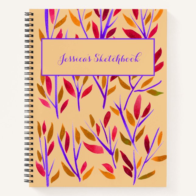 Peach Personalisiert Sketchbook Aquarell Notizbuch (Vorderseite)