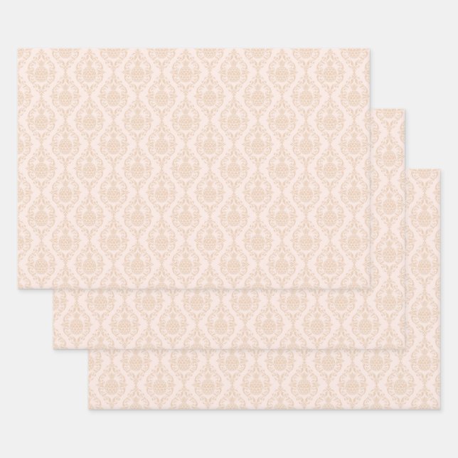 Peach Pineaple Damask Geschenkpapier Set (Set)