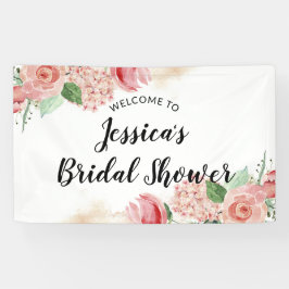 Peach Pink Aquarell Brautparty Willkommen Banner