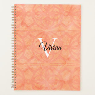 Peach Pink Batik Élégant Nom du monogramme