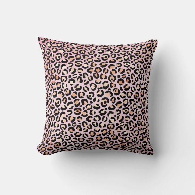 Peach Pink Black Leopard Print      Kissen (Vorderseite)