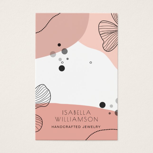 Peach Pink Blume Sketch Earring Display Card (Vorderseite)