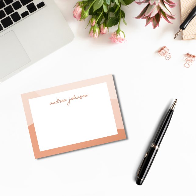 Peach Pink Boho Waves Modernes Script Monogram Post-it Klebezettel (Von Creator hochgeladen)