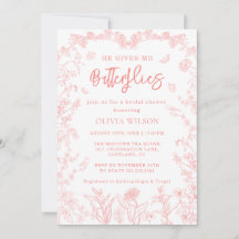 Peach Pink Butterfets Chinoiserie Brautparty