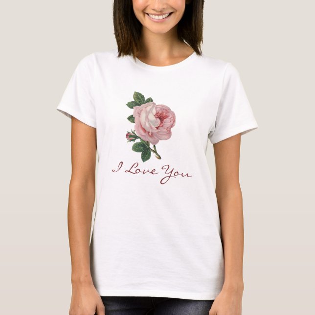 Peach Pink Cabbage Rose Shirt (Vorderseite)