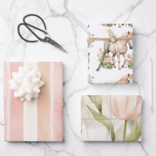 Peach Pink Cream Tulips Geschenkpapier Set