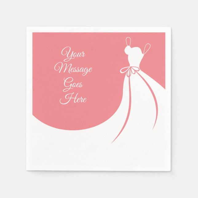 Peach Pink Elegante Gown Brautparty Serviette (Vorderseite)