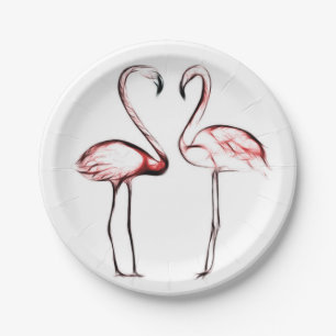 Peach Pink Flamingos Flamingo Chic Trendy Pool Pappteller