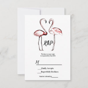 Peach Pink Flamingos Flamingo Schwarzer Marmor UAW RSVP Karte