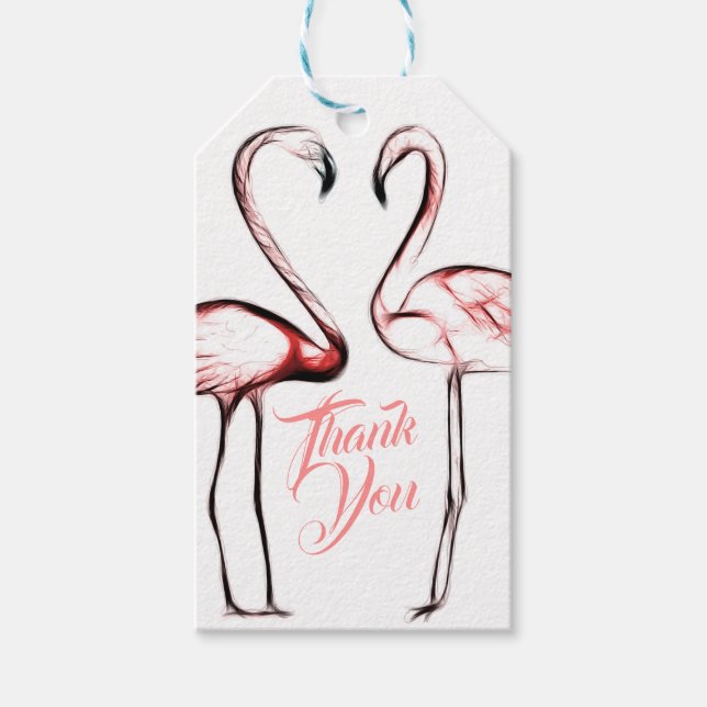 Peach Pink Flamingos Flamingos Gastgeschenk Geschenkanhänger (Vorderseite)