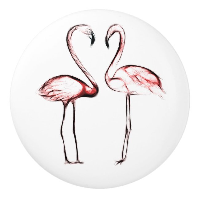 Peach Pink Flamingos Flamingos Tropical Keramikknauf (Vorderseite)