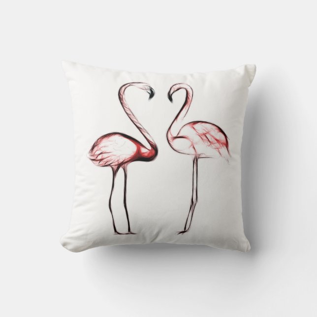 Peach Pink Flamingos Flamingos Tropical Kissen (Vorderseite)