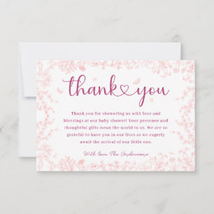 Peach Pink Garden Chinoiserie Babydusche Dankeskarte