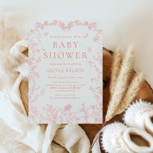 Peach Pink Garden Chinoiserie Babydusche