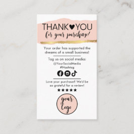 Peach Pink Gold und Black Danke für Ihre Bestellun Visitenkarte