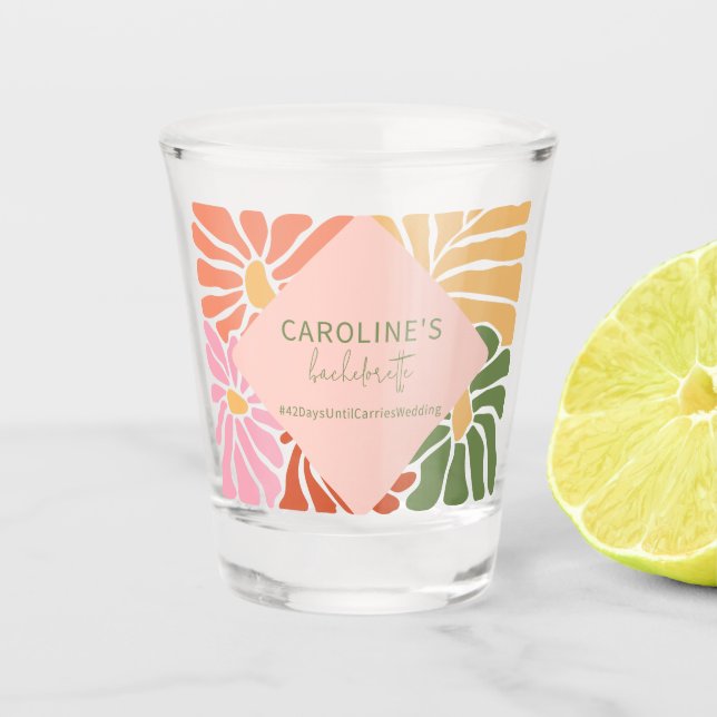 Peach Pink Groovy Abstrakt Schnapsglas (Vorderseite)