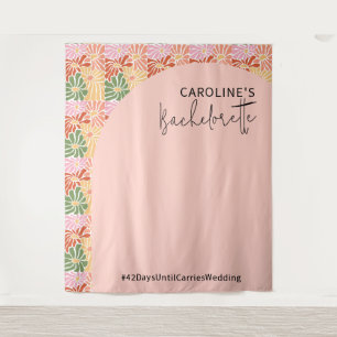 Peach Pink Groovy Abstrakt Wandteppich