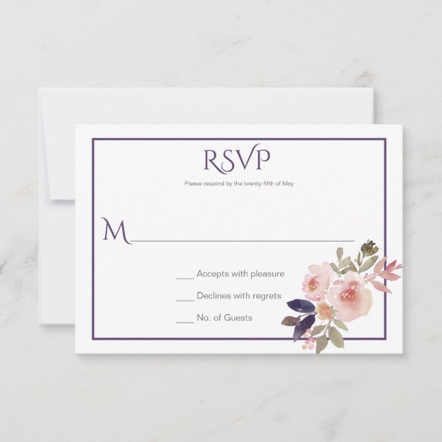 Peach Pink Lavendel Lila Wildblumen UAWG RSVP Karte (Vorderseite)